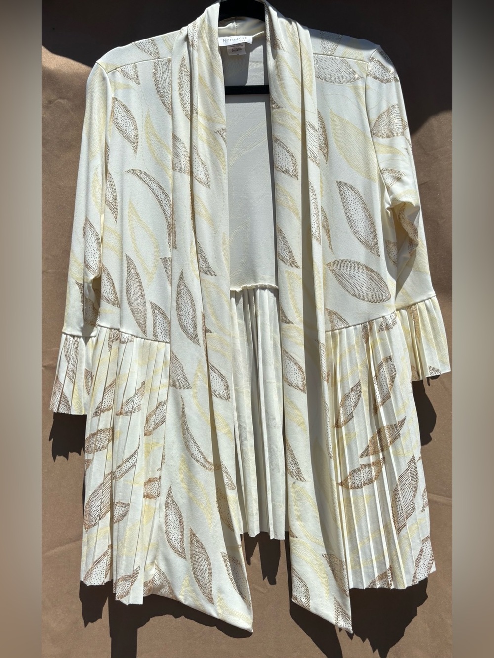 ReBekah Cream Metallic Leaf Cardigan